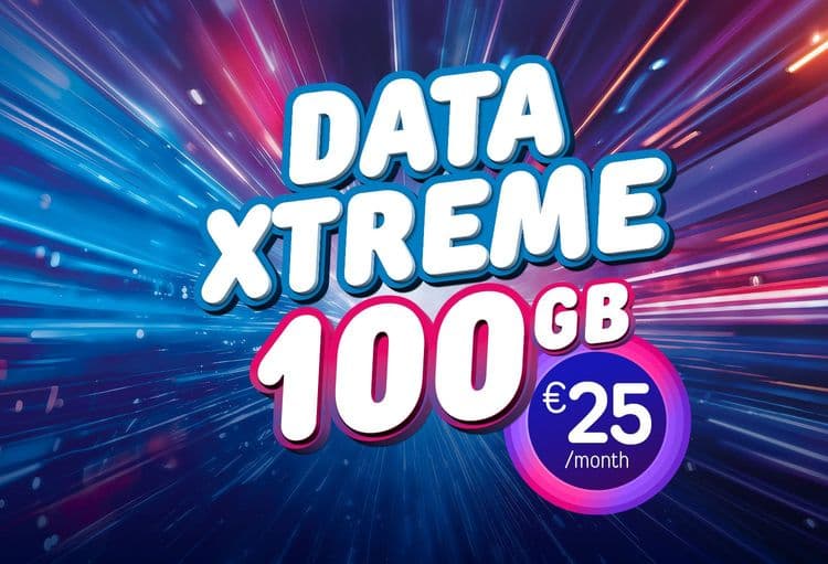 Mobile plan GO)) XTREME 100GB data 25€ per month